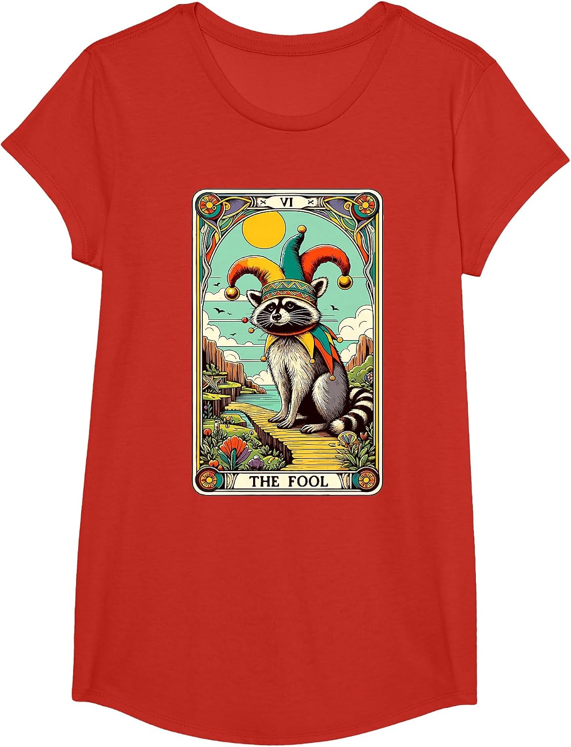 Raccoon Tarot Card The Fool Racoon Raccoon T-Shirt - Girls Red