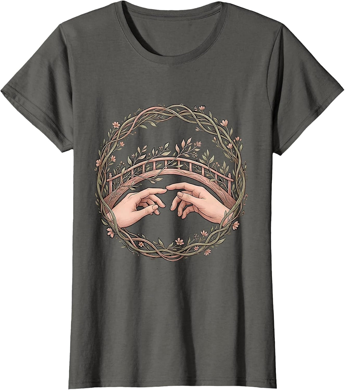 Women's Suicide Prevention Awareness Bridge Building Graphic T-Shirt - Asphalt Grey