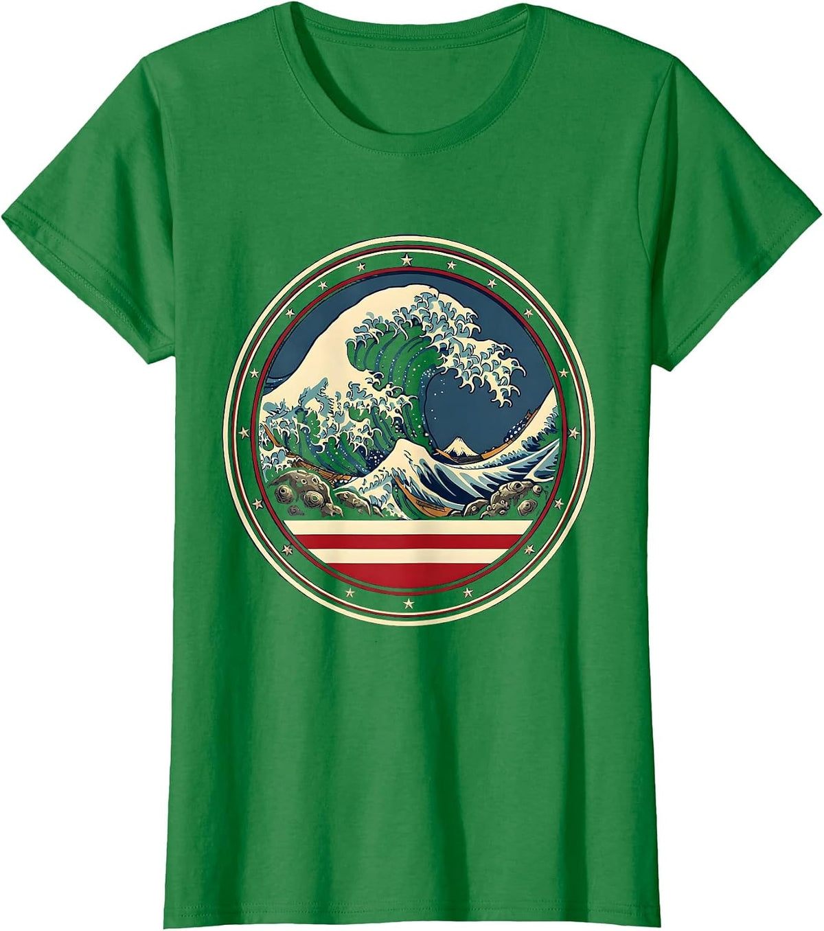 Surf Wave Curling Over Rocky Coastline T-Shirt - Kelly Green