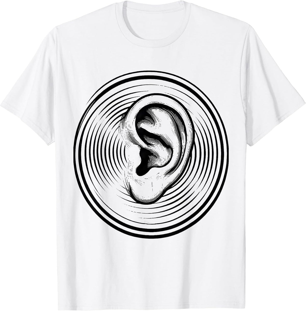 Men's Speech Therapy Ear Sound Waves Illustration T-Shirt - White