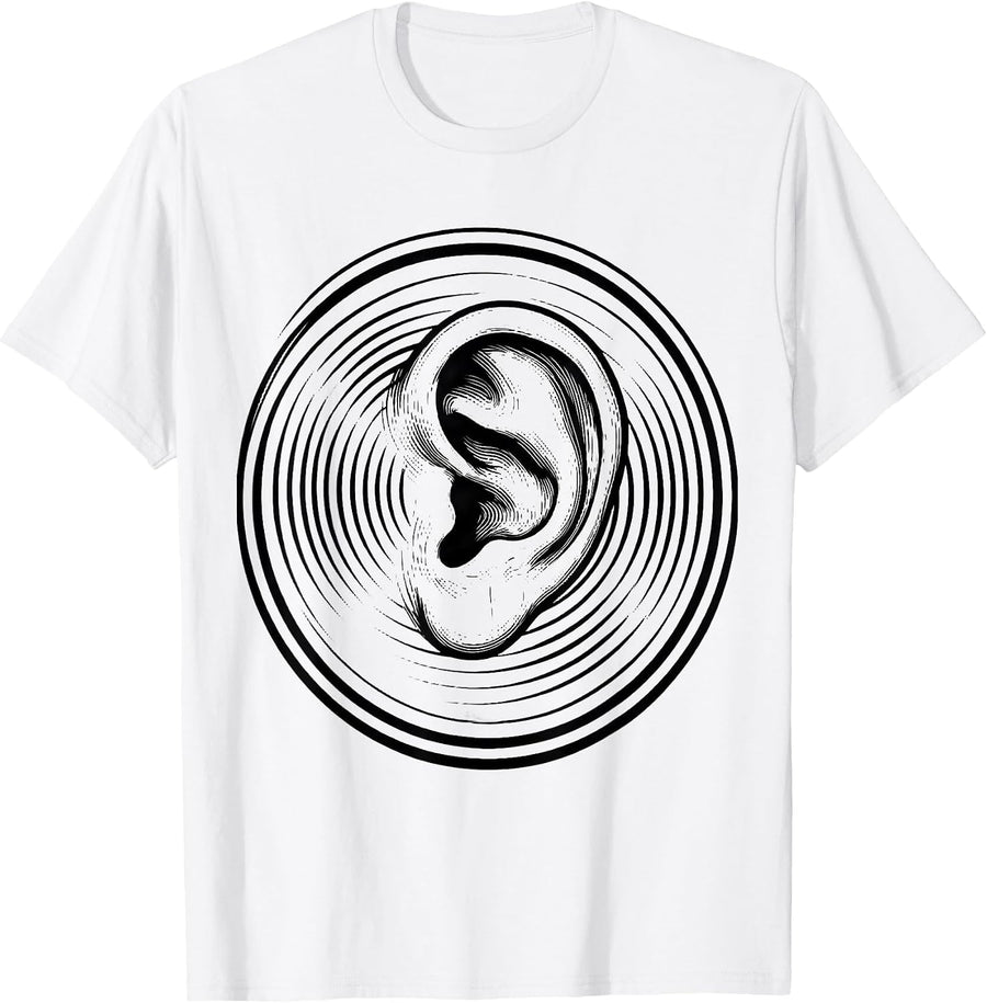 Men's Speech Therapy Ear Sound Waves Illustration T-Shirt - White
