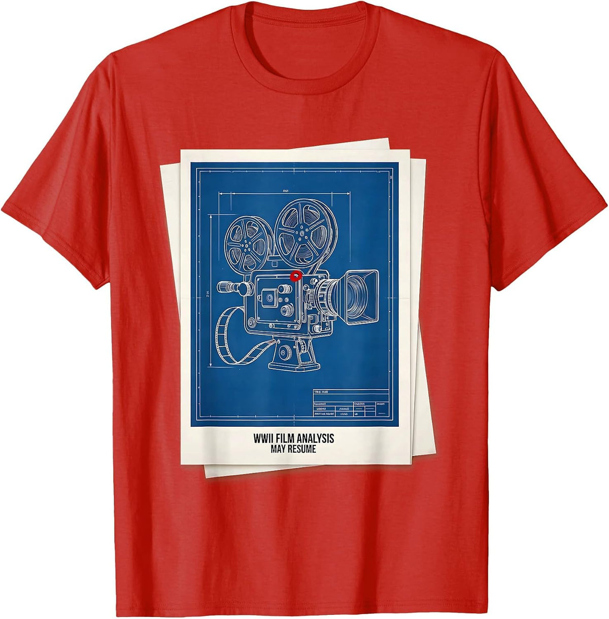 Men's WWII Film Analysis May Resume Retro WW2 History Buff Teacher T-Shirt - Red
