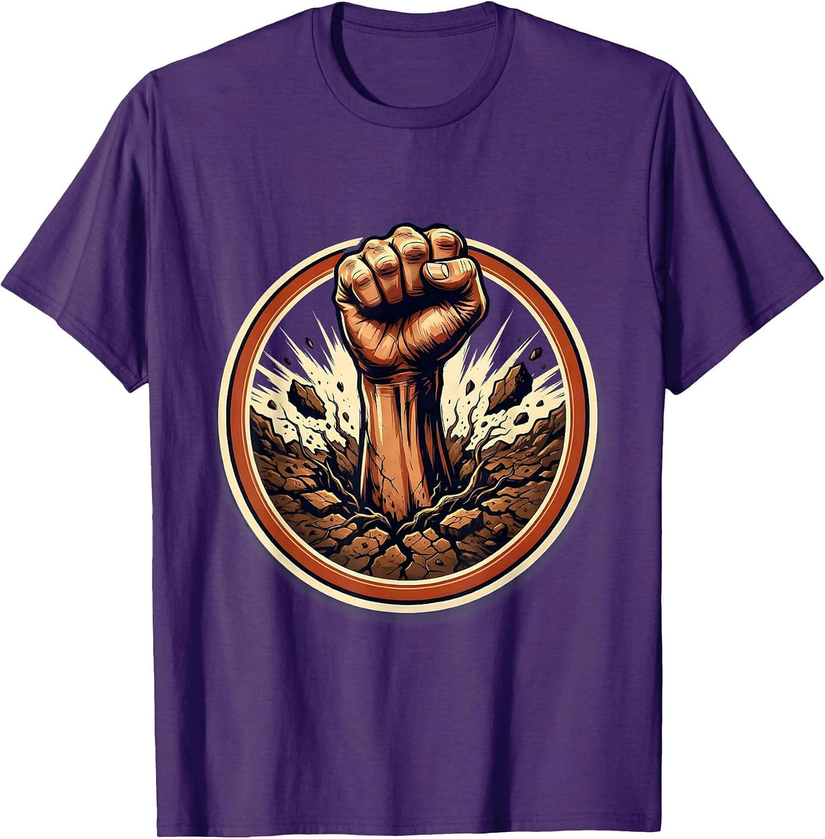 Men's Rising Hand From the Earth Graphic Design T-Shirt - Purple