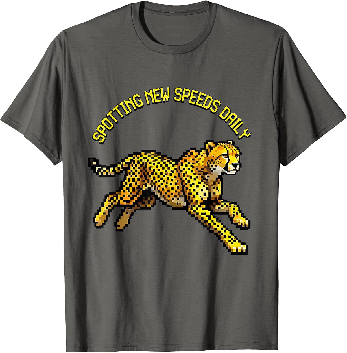 Spotting New Speeds Daily Cheetah Design T-Shirt - Asphalt Grey