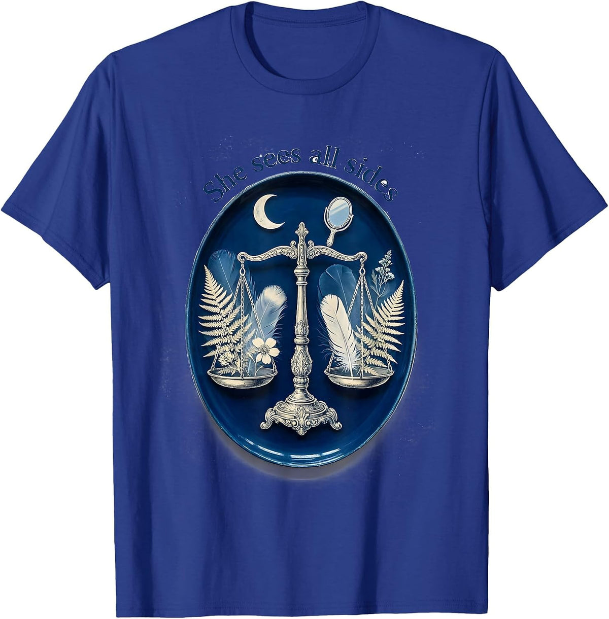 She Sees All Sides Libra Zodiac Design T-Shirt - Royal Blue