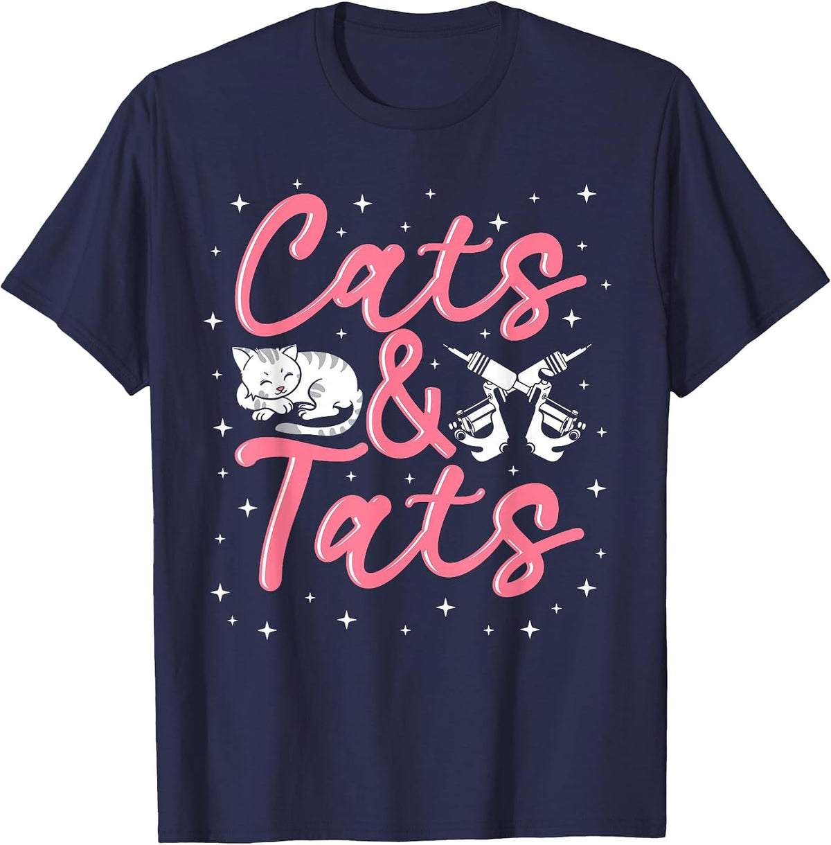 Tattoo Artist Cat Lover Tattooist Machine Tattooed Ink Style T-Shirt - Navy Blue