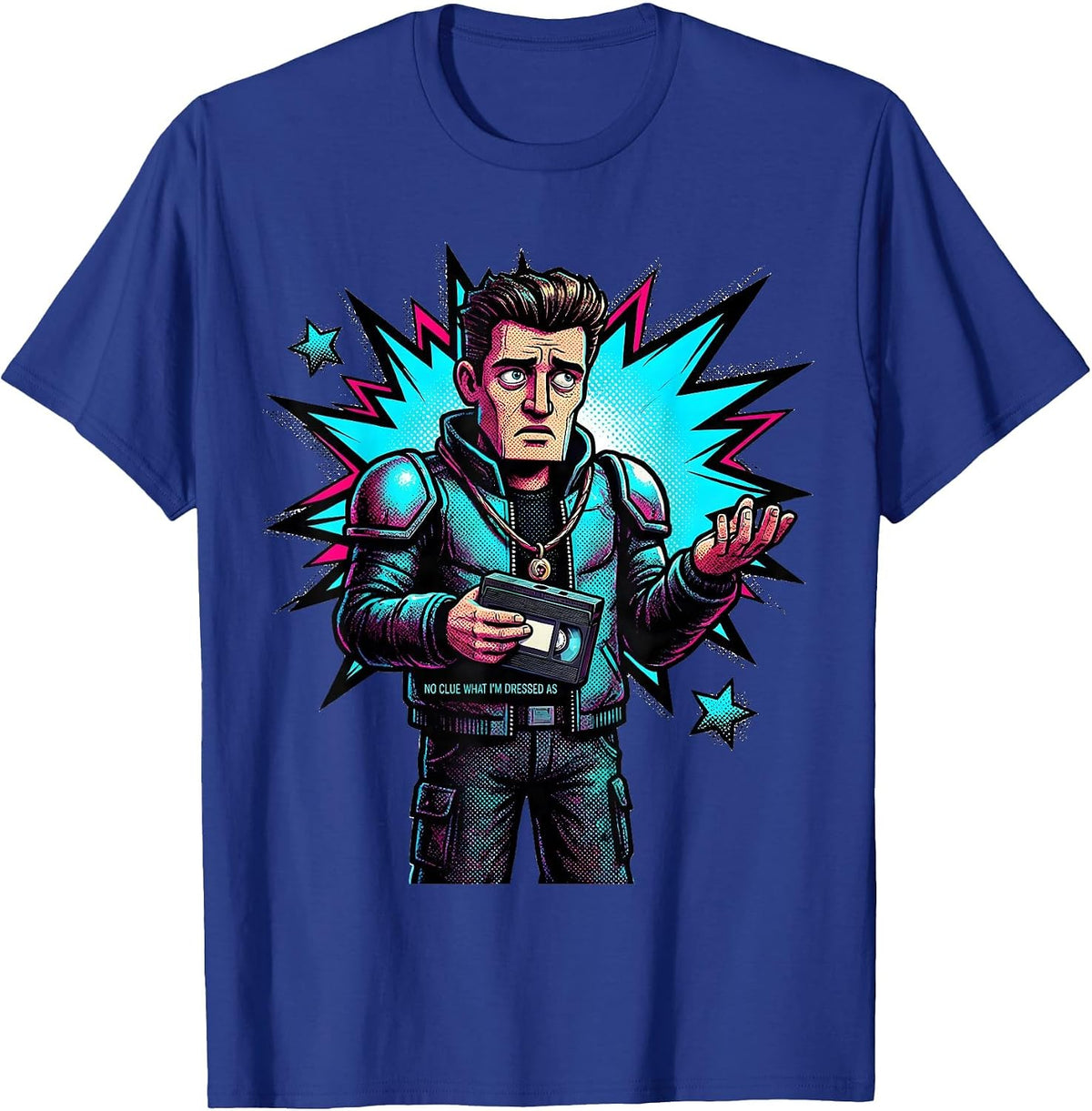 No Clue What I'm Dressed As Funny 80s Party Throwback T-Shirt - Royal Blue