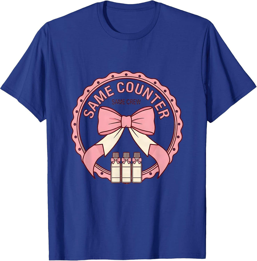Same Counter, Same Crew Coquette Pharmacy Tech Cute Humor T-Shirt - Royal Blue