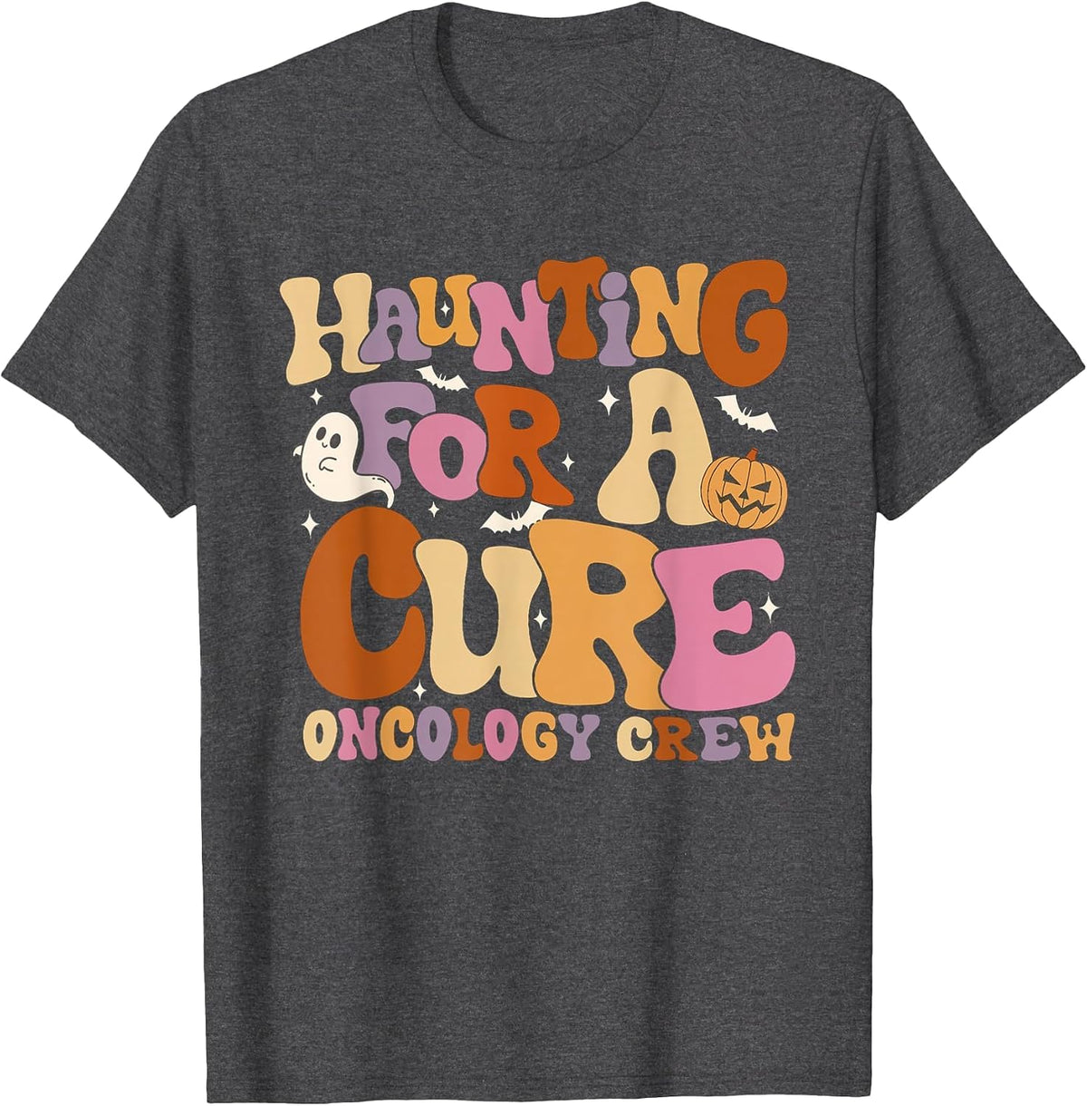 Haunting for A Cure Oncology Crew Halloween Pedi Onc Crew T-Shirt - Dark Heather Grey