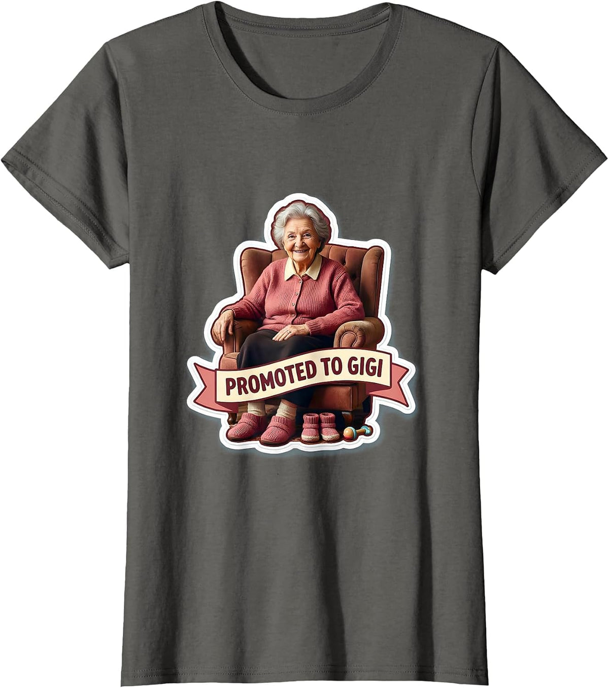 Women's Promoted to Gigi Grandma Announcement Design T-Shirt - Asphalt Grey