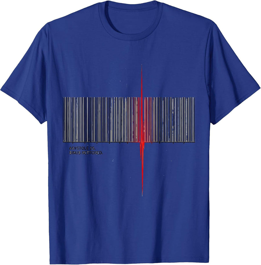 ASYSTOLE 2S Sinus Restored Funny Cardiology Nurse Cardiac T-Shirt - Royal Blue