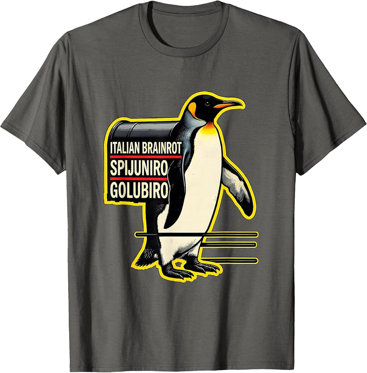 Men's Italian Brainrot Spijuniro Golubiro Funny Meme Kids T-Shirt - Asphalt Grey