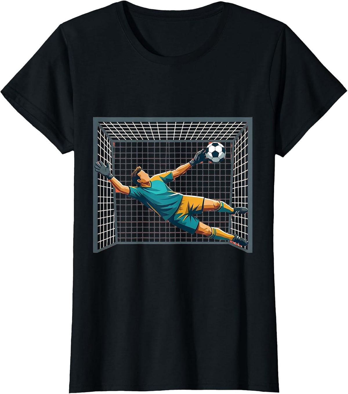 Soccer Dad Goalkeeper Diving Save Illustration T-Shirt - Black