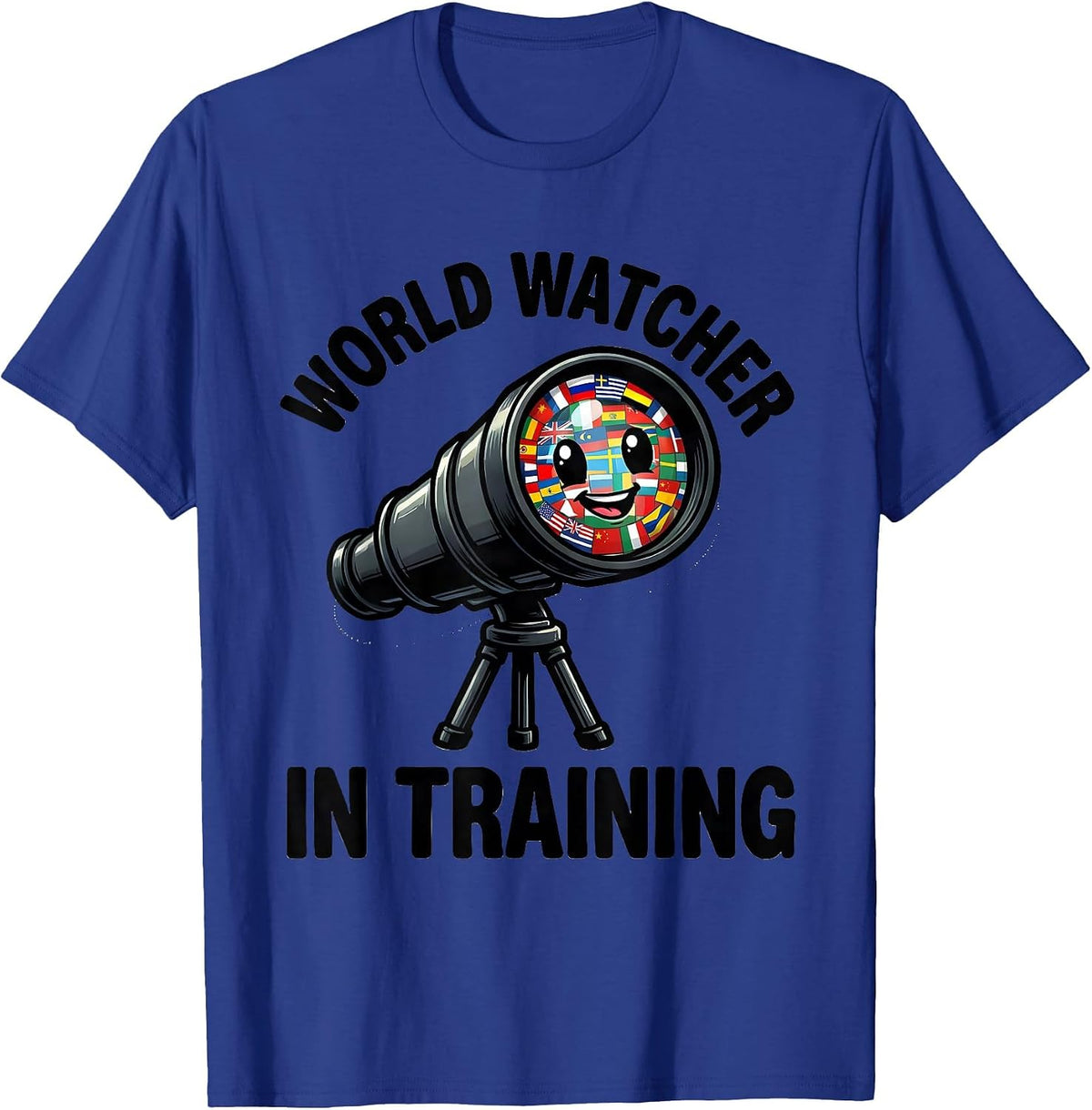 World Watcher In Training Cartoon Geography Lover T-Shirt - Royal Blue