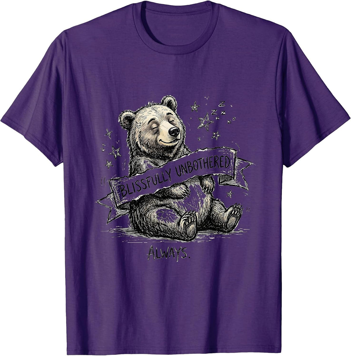 Men's We Do Not Care Club Blissfully Unbothered Design T-Shirt - Purple