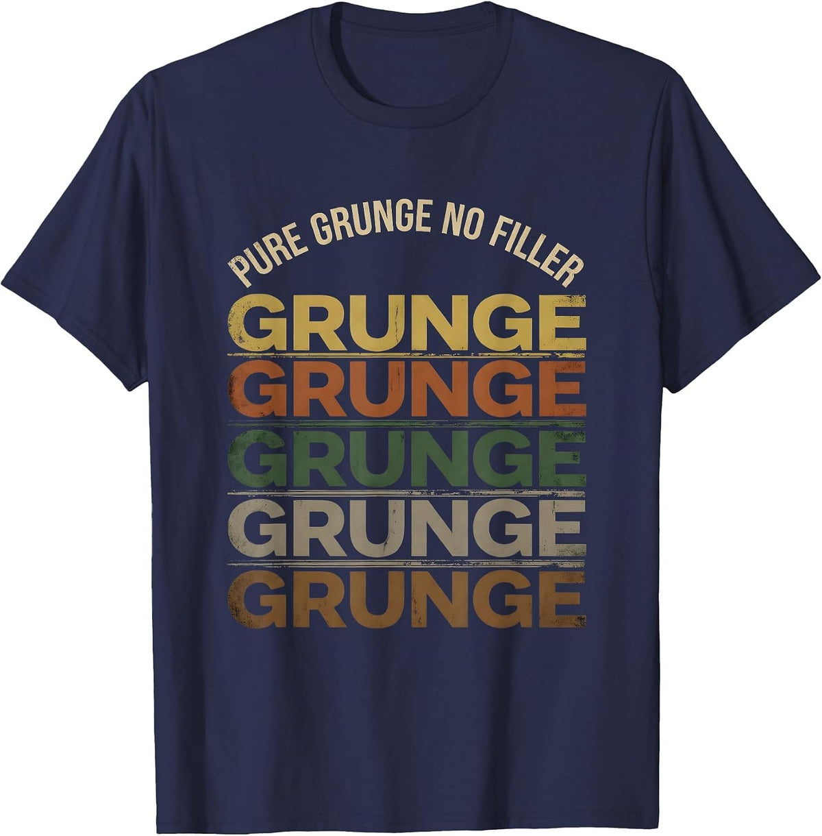 Pure Grunge, No Filler Vintage Design T-Shirt - Navy Blue