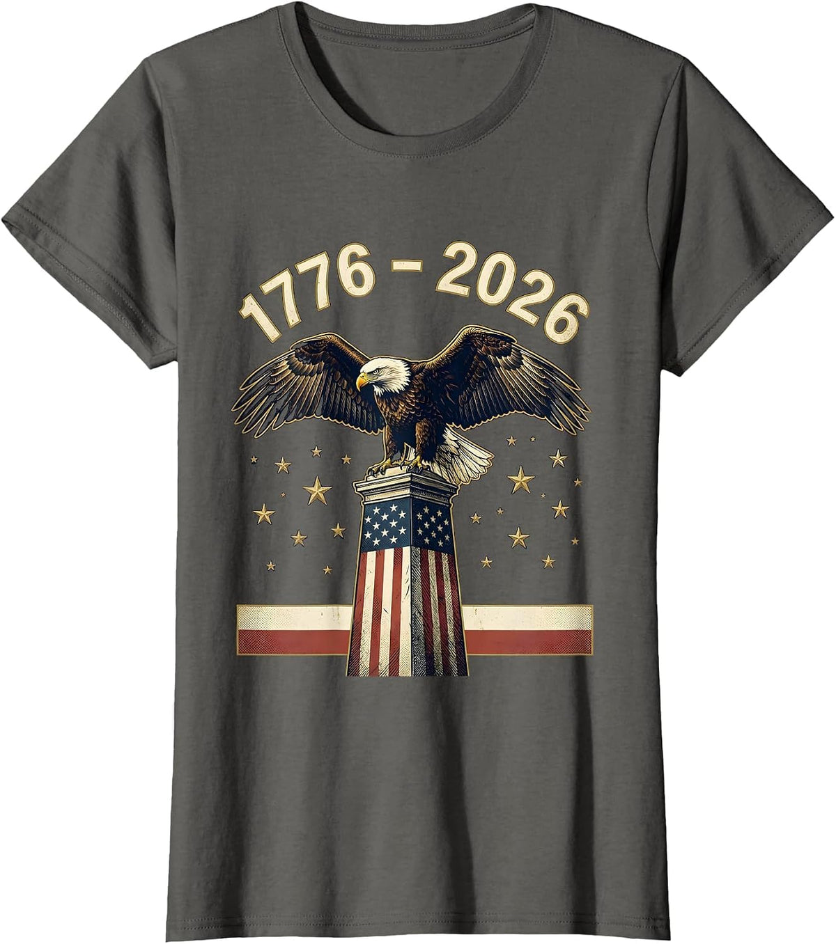 Women's 1776 – 2026 Vintage Patriotic Eagle Flag 250th Anniversary T-Shirt - Asphalt Grey