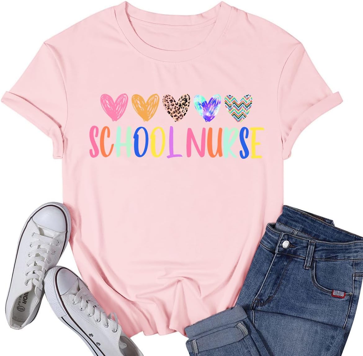 Womens School Nurse Shirt Nurse Heart Tshirt Nursing Life Tee Top - Pink1