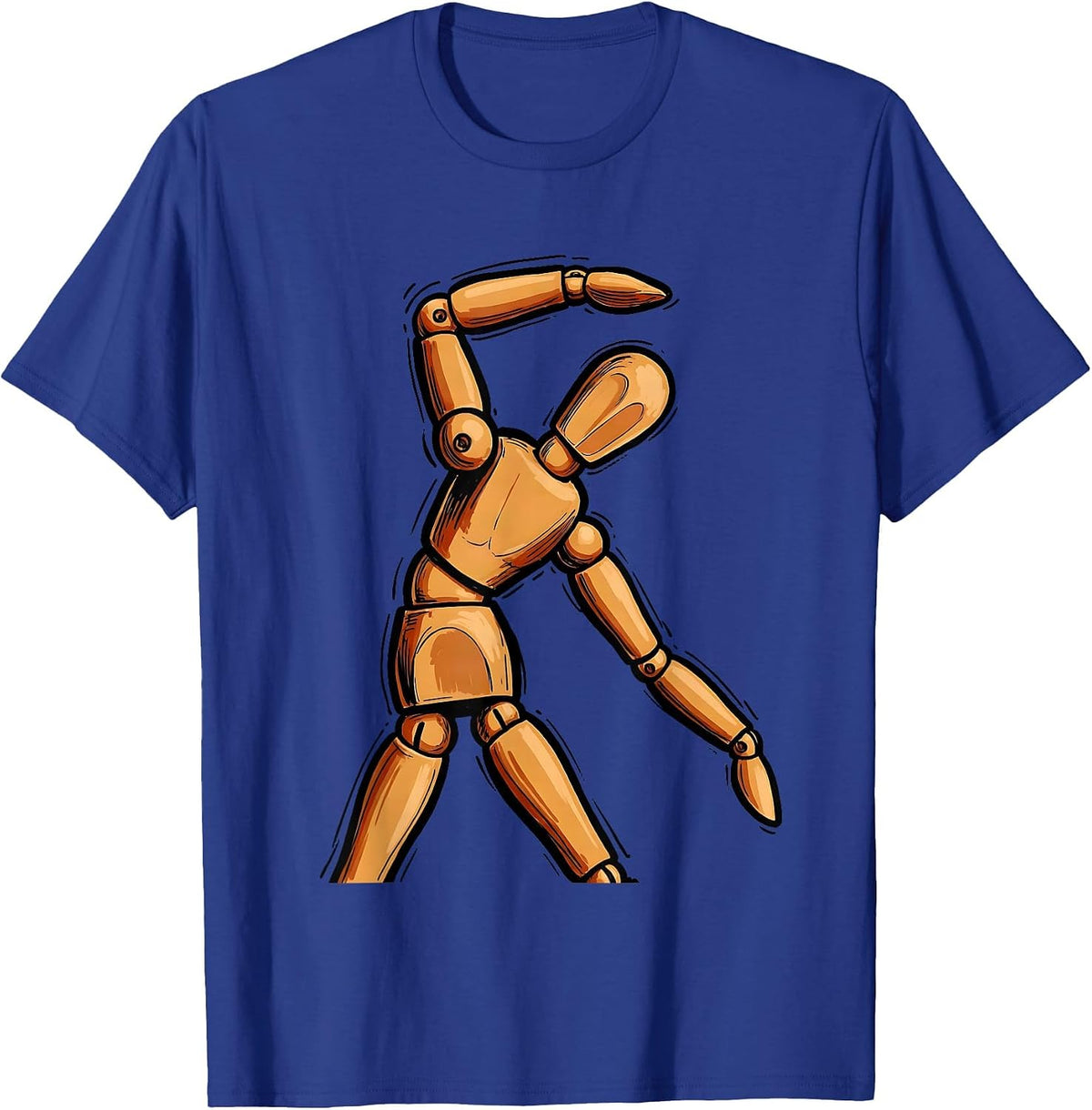 Vintage Wooden Mannequin Art Teacher Graphic T-Shirt - Royal Blue