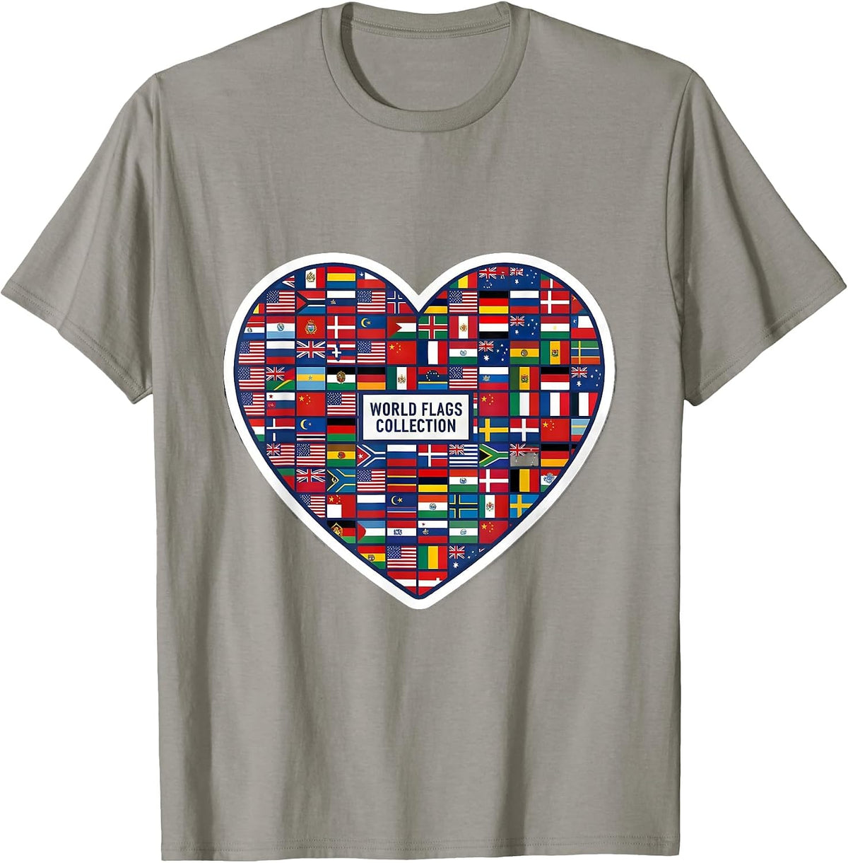 Men's World Flags Collection Geography Lover Travel Enthusiast T-Shirt - Slate Grey