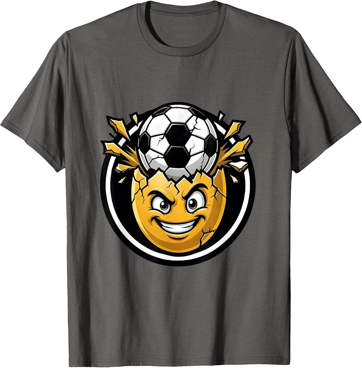 Men's Soccer Ball Hatching From Egg Funny Soccer Dad T-Shirt - Asphalt Grey