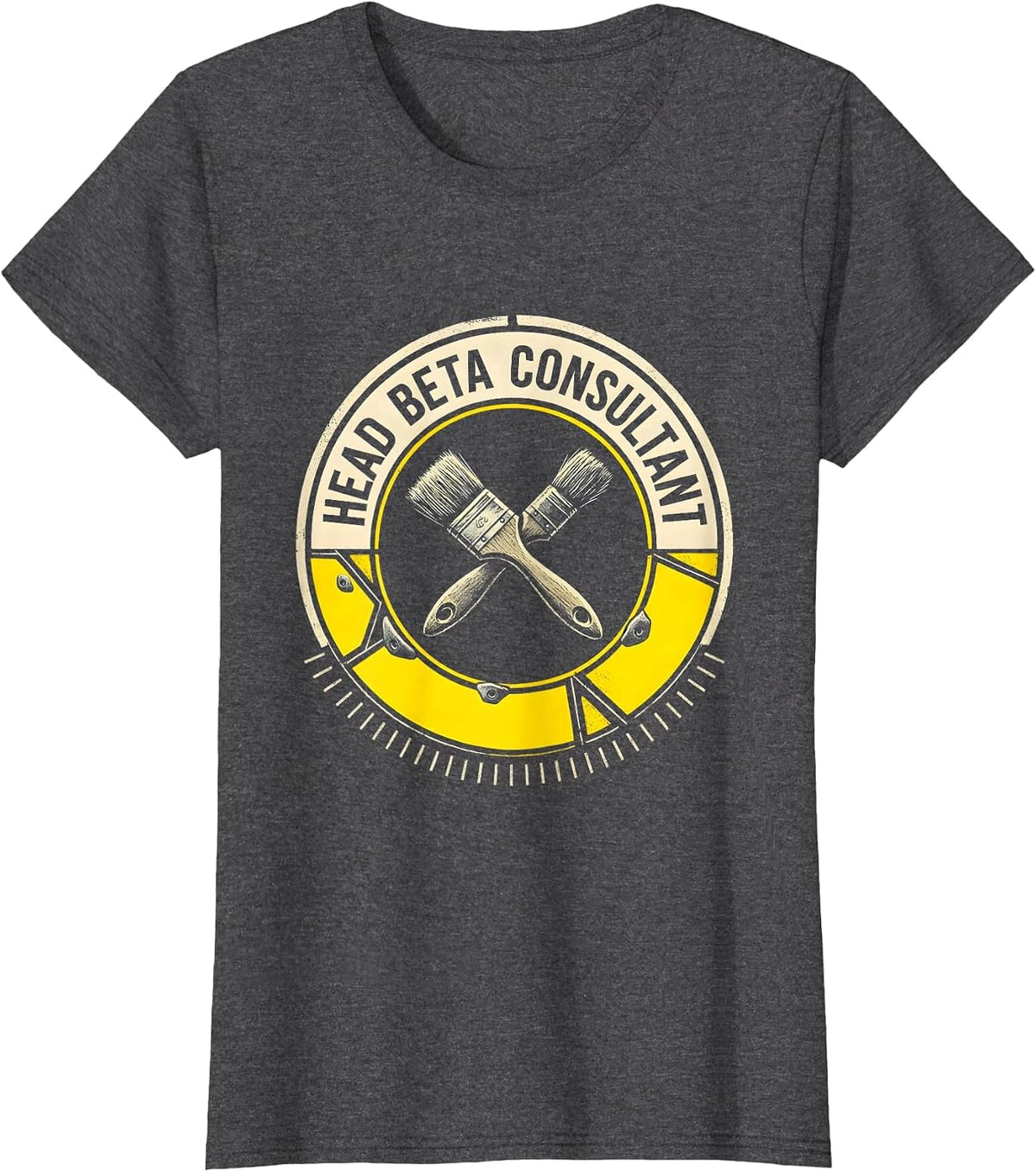 Women's Head Beta Consultant Stencil Graphic Funny Rock Climber Gift T-Shirt - Dark Heather Grey