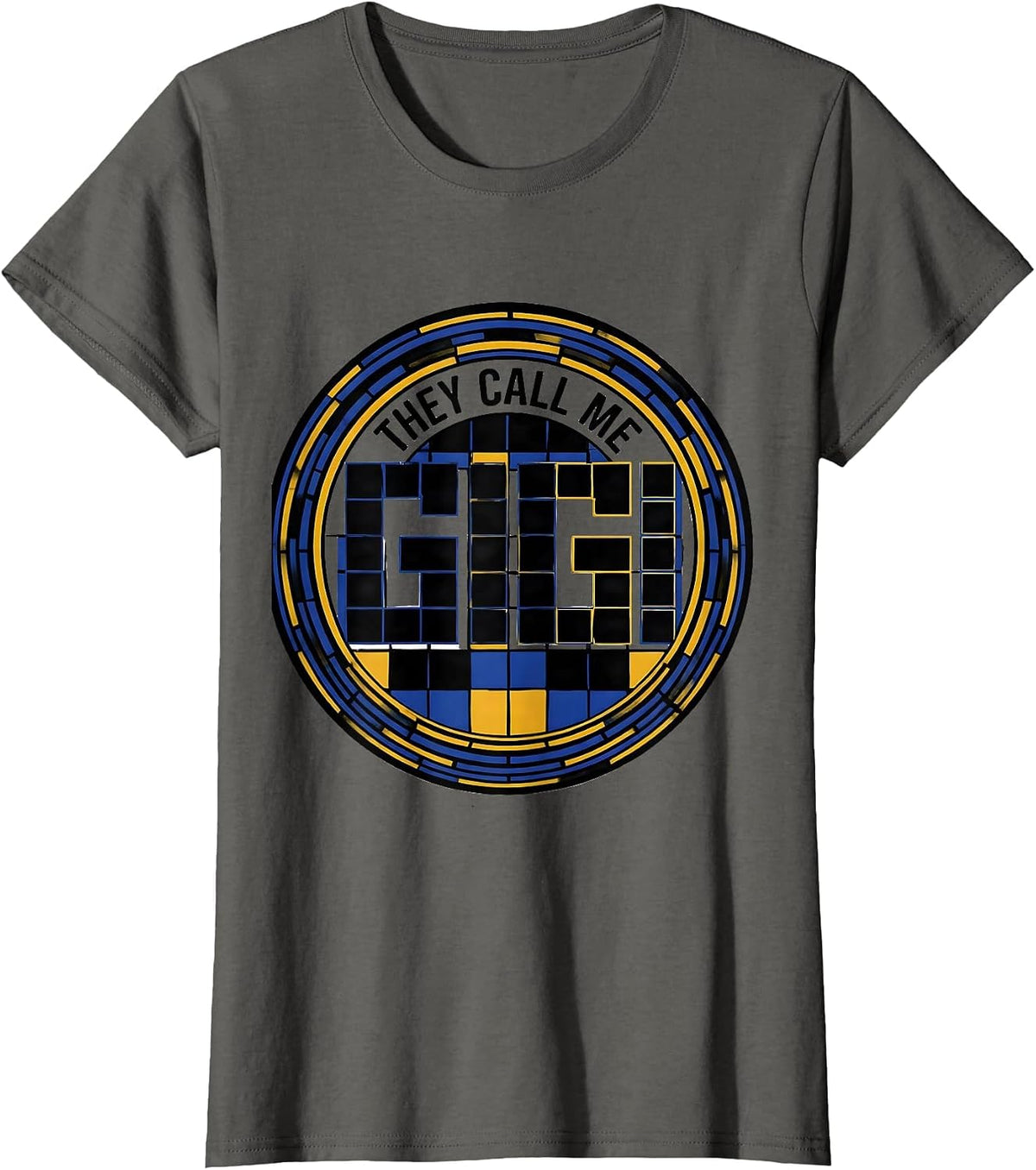 Women's They Call Me Gigi Geometric Grandma Nickname Grandparents T-Shirt - Asphalt Grey