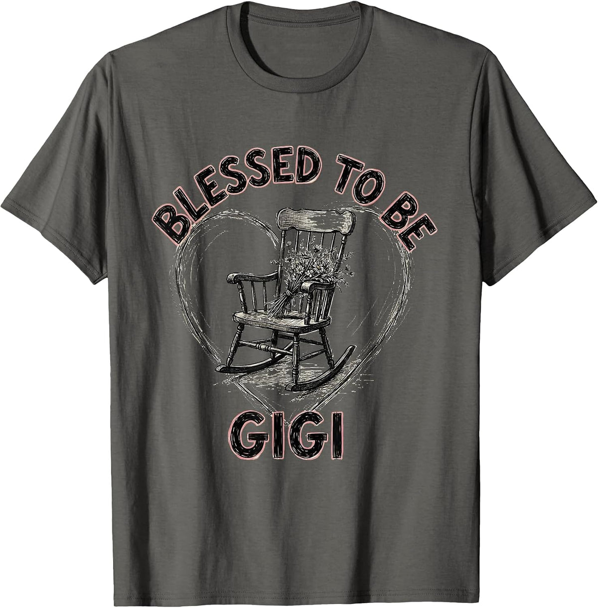 Men's Blessed To Be Gigi Grandma Gift Design T-Shirt - Asphalt Grey