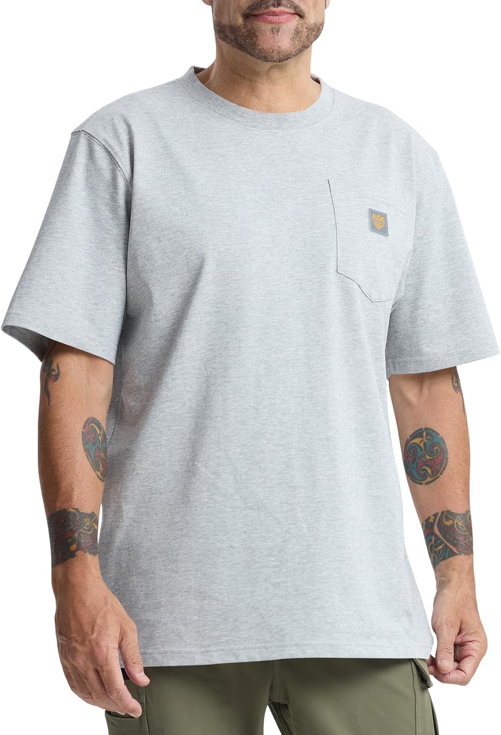 Men's Loose Fit Heavyweight Short-Sleeve Pocket Work T-Shirt (Regular&Tall) - Charcoal
