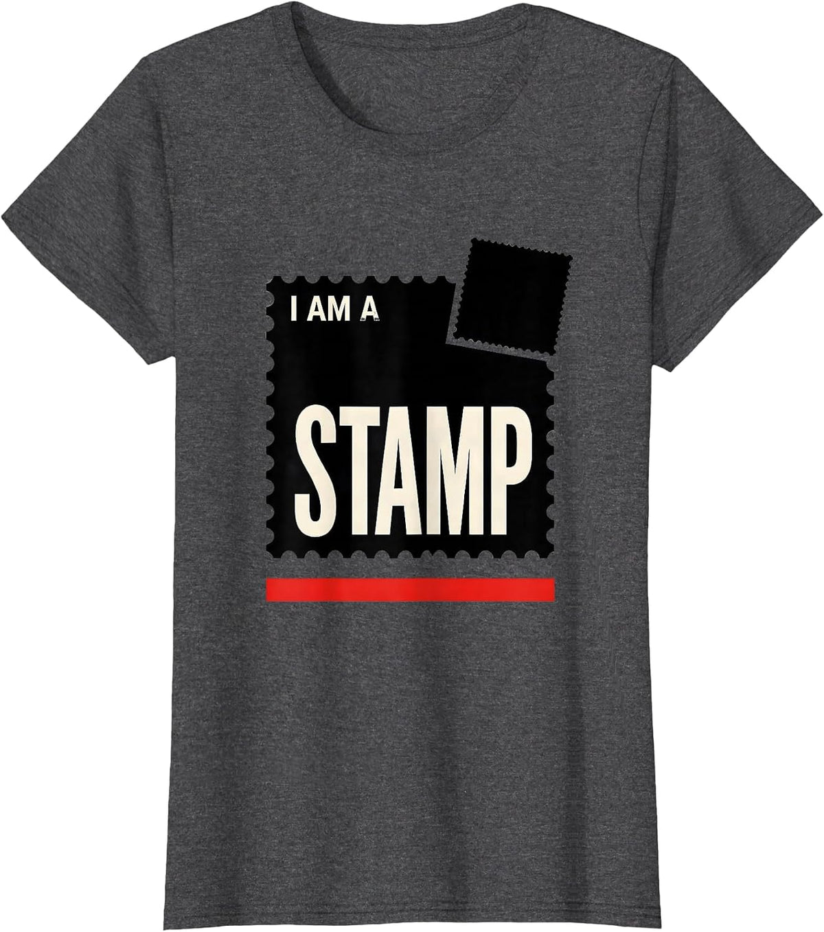 Women's I Am A Stamp Funny Halloween Group Costume Matching T-Shirt - Dark Heather Grey