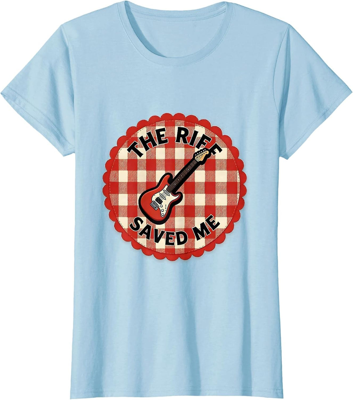 The Riff Saved Me Heavy Metal Guitar Design T-Shirt - Baby Blue