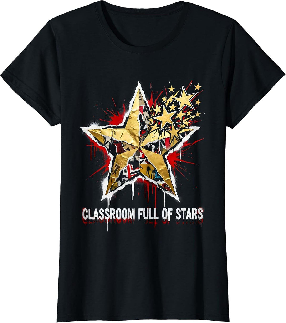 Classroom Full of Stars Preschool Teacher Design T-Shirt - Black