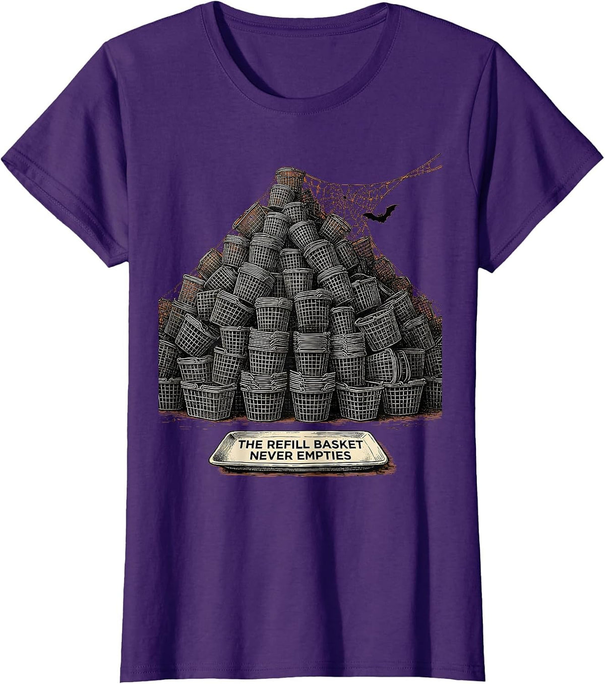 Women's The Refill Basket Never Empties Funny Pharmacy Halloween T-Shirt - Purple