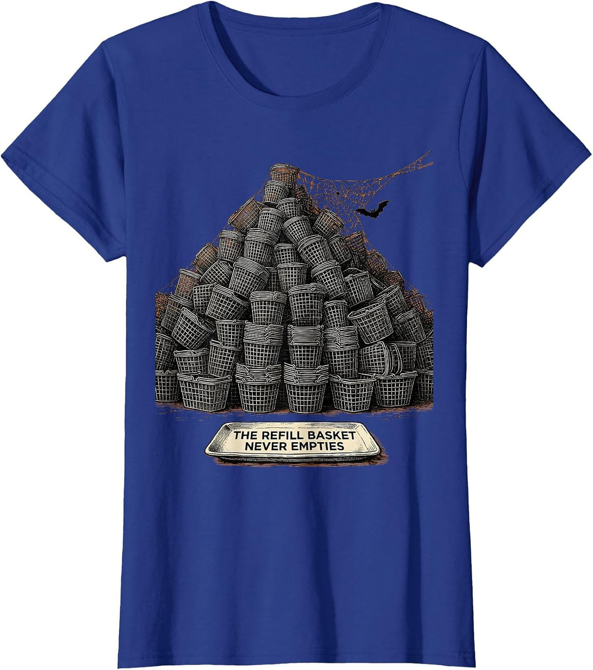 Women's The Refill Basket Never Empties Funny Pharmacy Halloween T-Shirt - Royal Blue