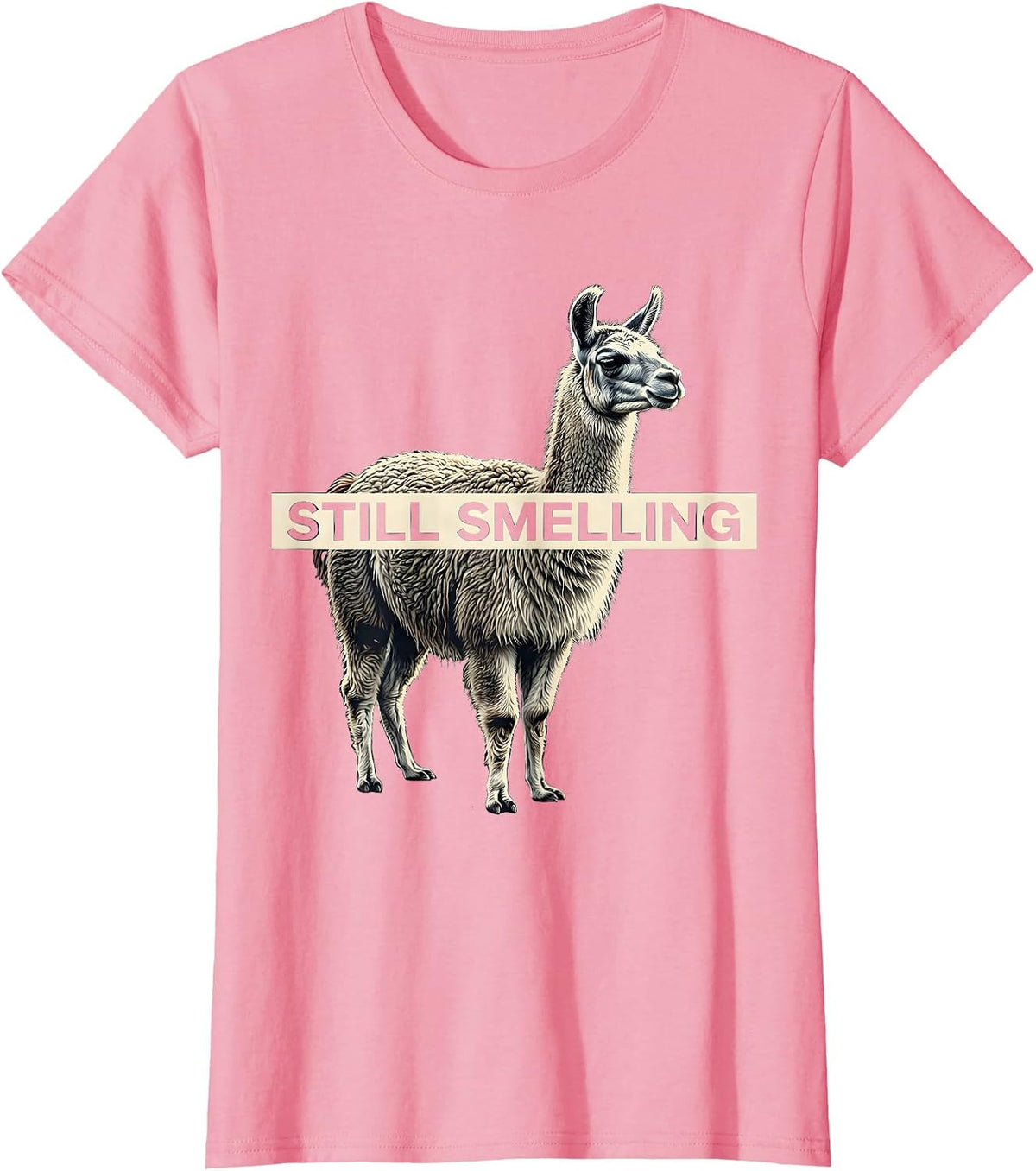 Women's Still Smelling Funny Llama Alpaca Lover Gift T-Shirt - Pink