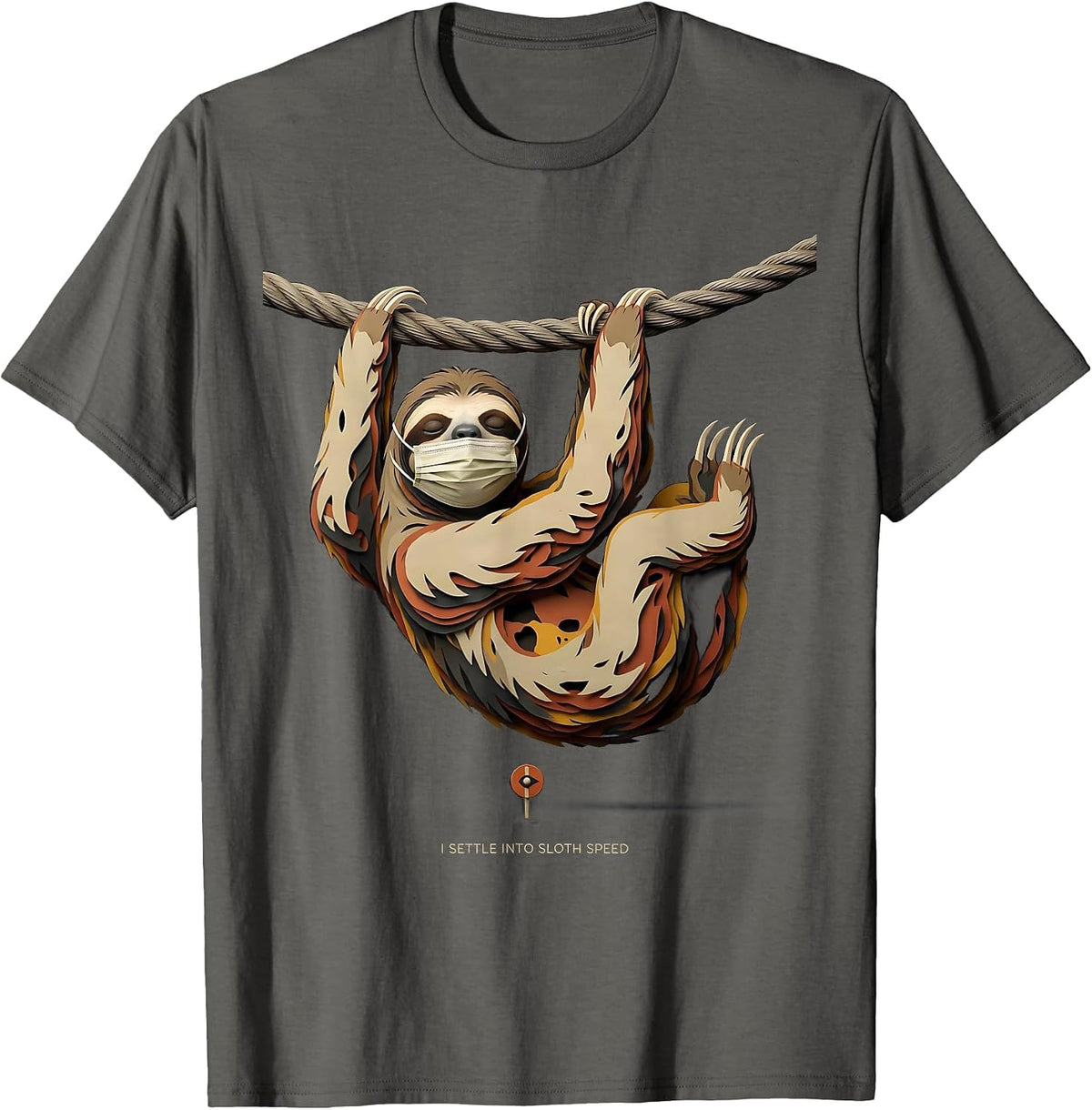 I Settle Into Sloth Speed Funny Sloth Lover Animal Humor T-Shirt - Asphalt Grey