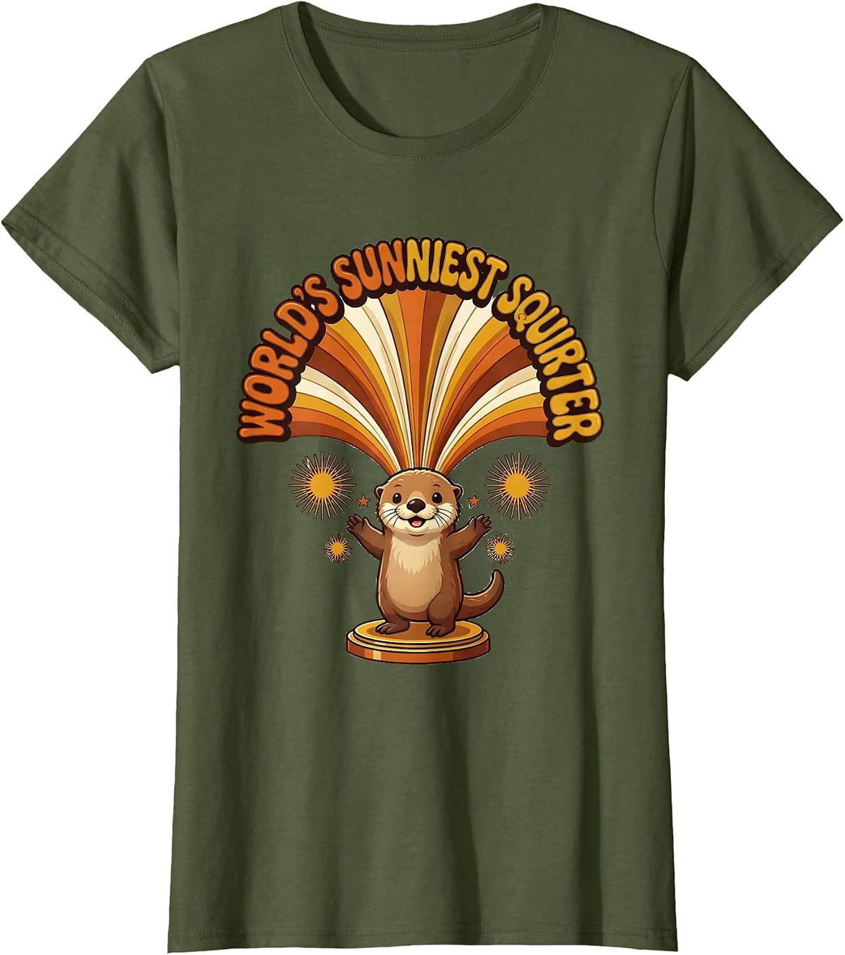 Women's World's Sunniest Squirter Retro 70s Funny Daddy's Lil T-Shirt - Olive Green