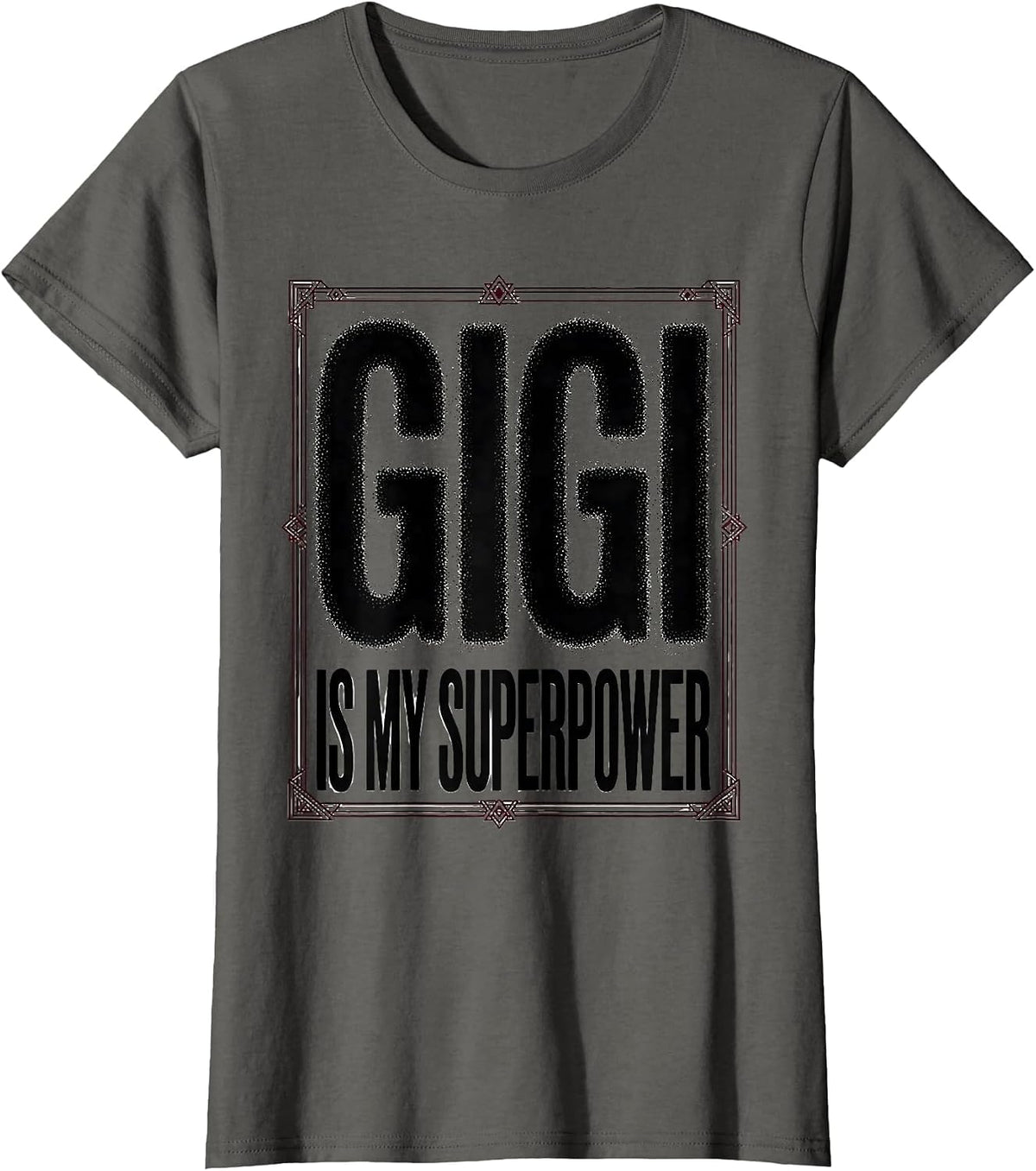 Women's Gigi Is My Superpower Grandmother Design T-Shirt - Asphalt Grey