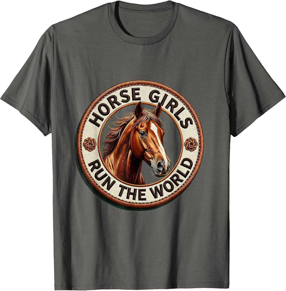 Horse Girls Run The World Equestrian Design T-Shirt - Asphalt Grey