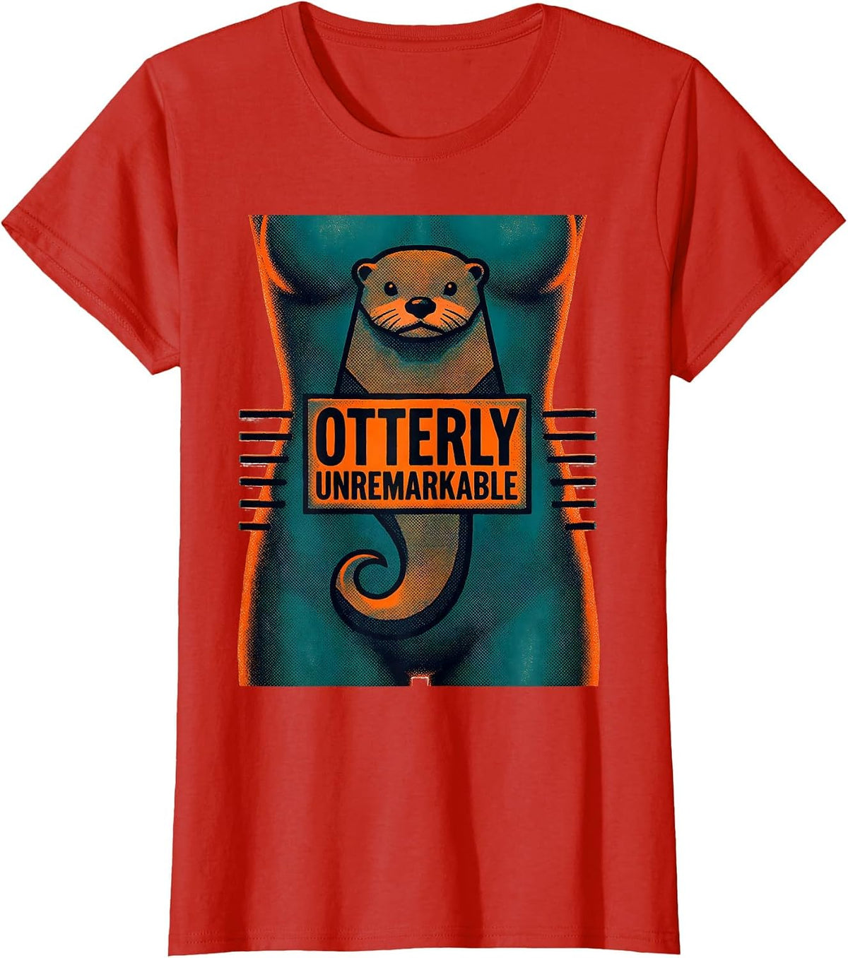 Women's Otterly Unremarkable Risograph Funny Otter Lover Gift T-Shirt - Red
