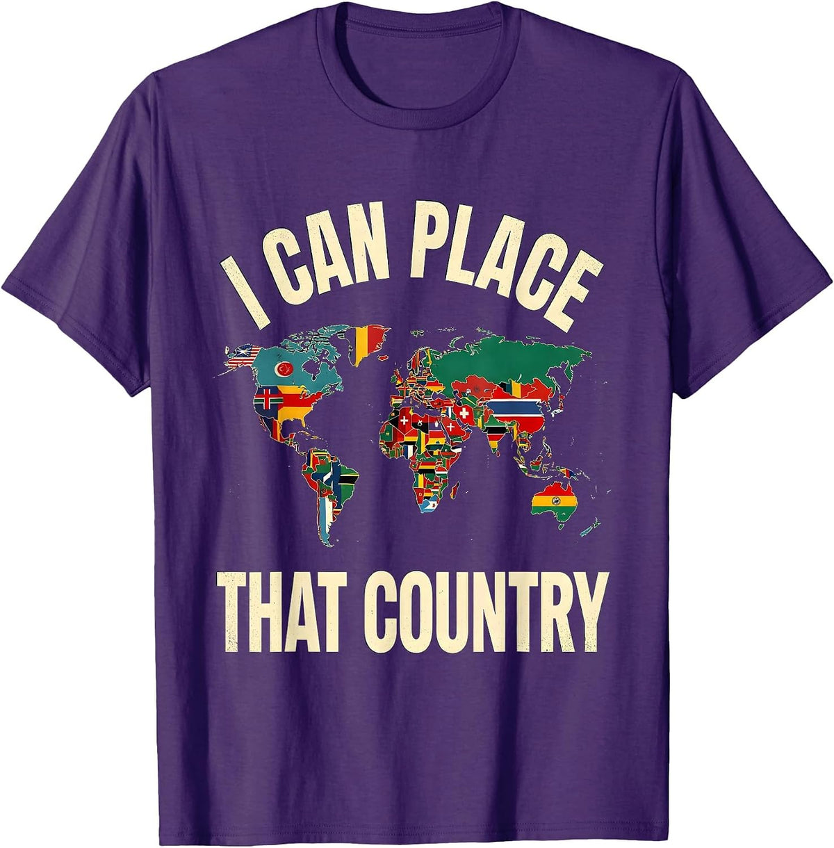 Men's I Can Place That Country Geography Lover Map Enthusiast T-Shirt - Purple