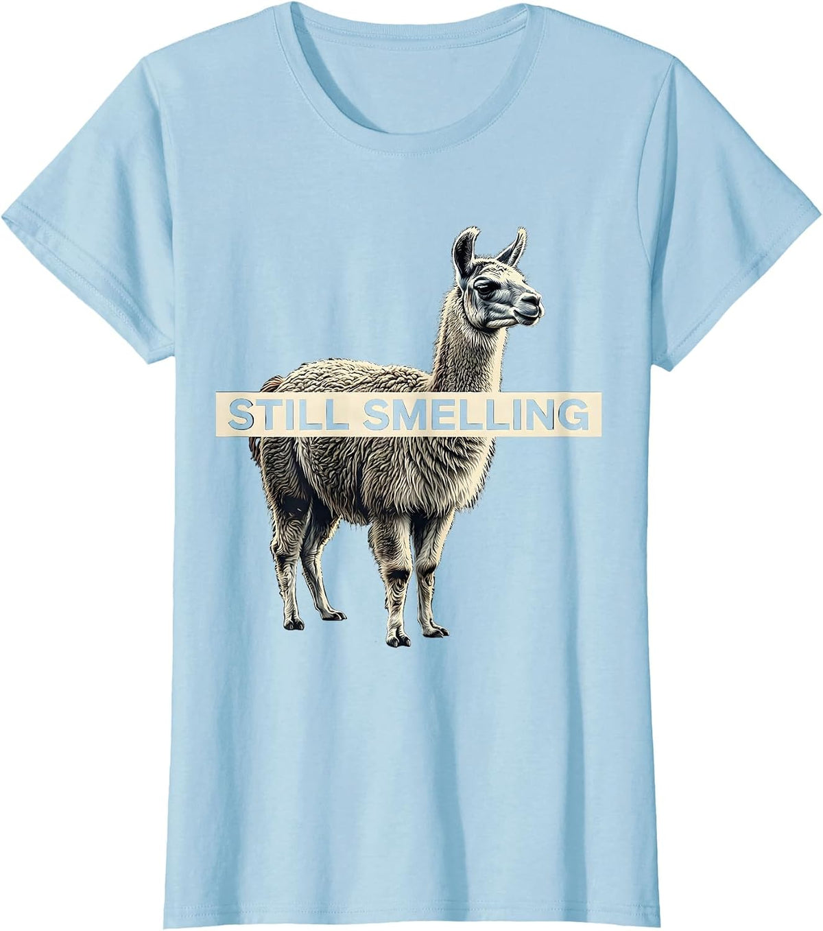 Women's Still Smelling Funny Llama Alpaca Lover Gift T-Shirt - Baby Blue