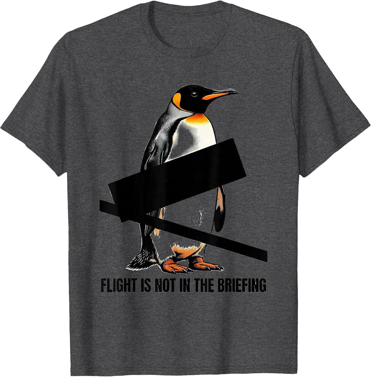 Flight Is Not In The Briefing Brutalist Graphic Dark Humor T-Shirt - Dark Heather Grey