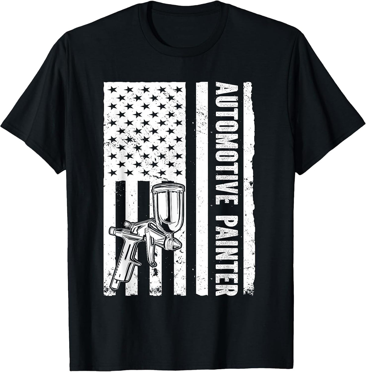 Auto Body Painter USA Flag Automotive Painter T-Shirt - Black