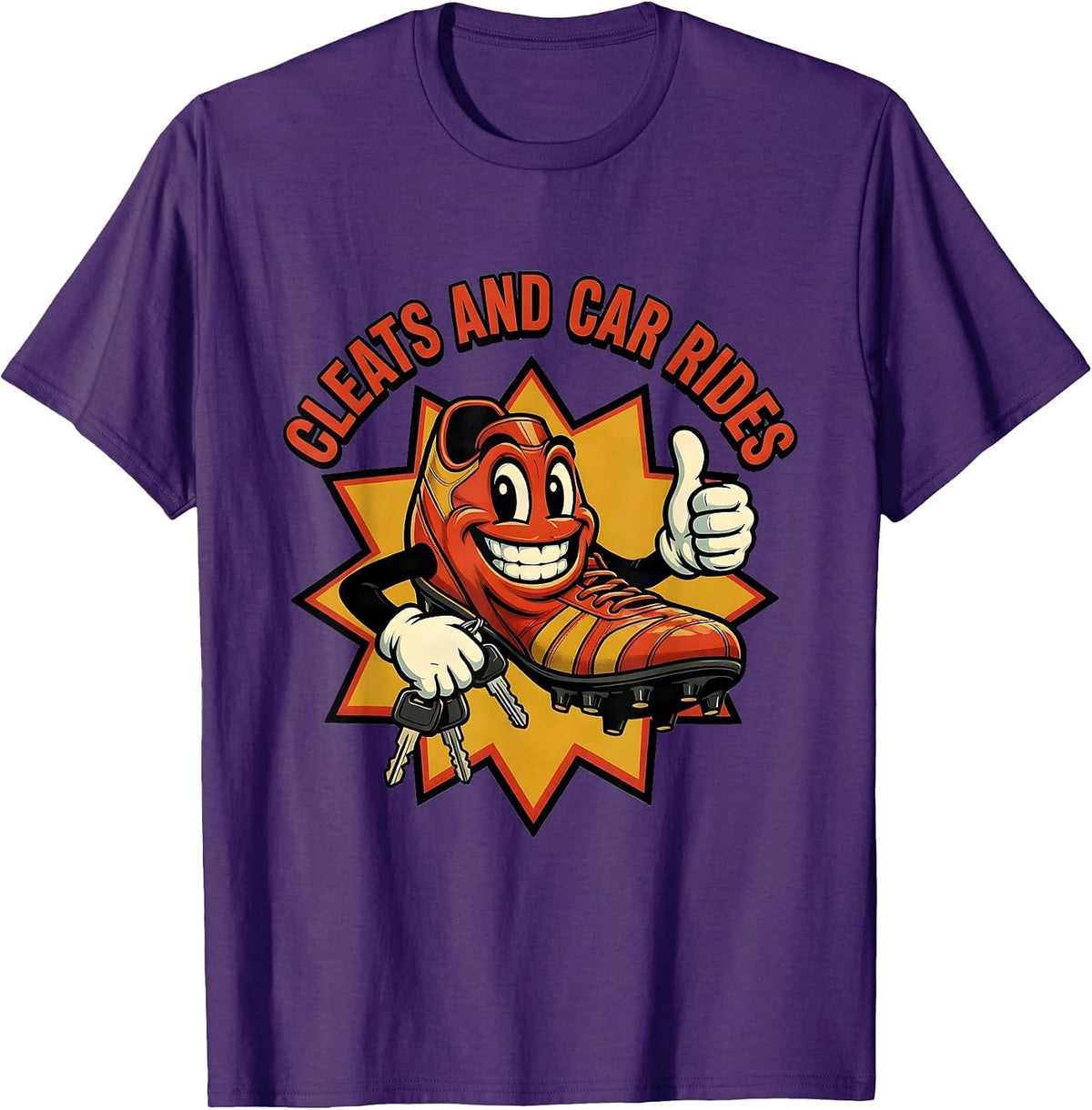 Cleats and Car Rides Soccer Dad Design T-Shirt - Purple
