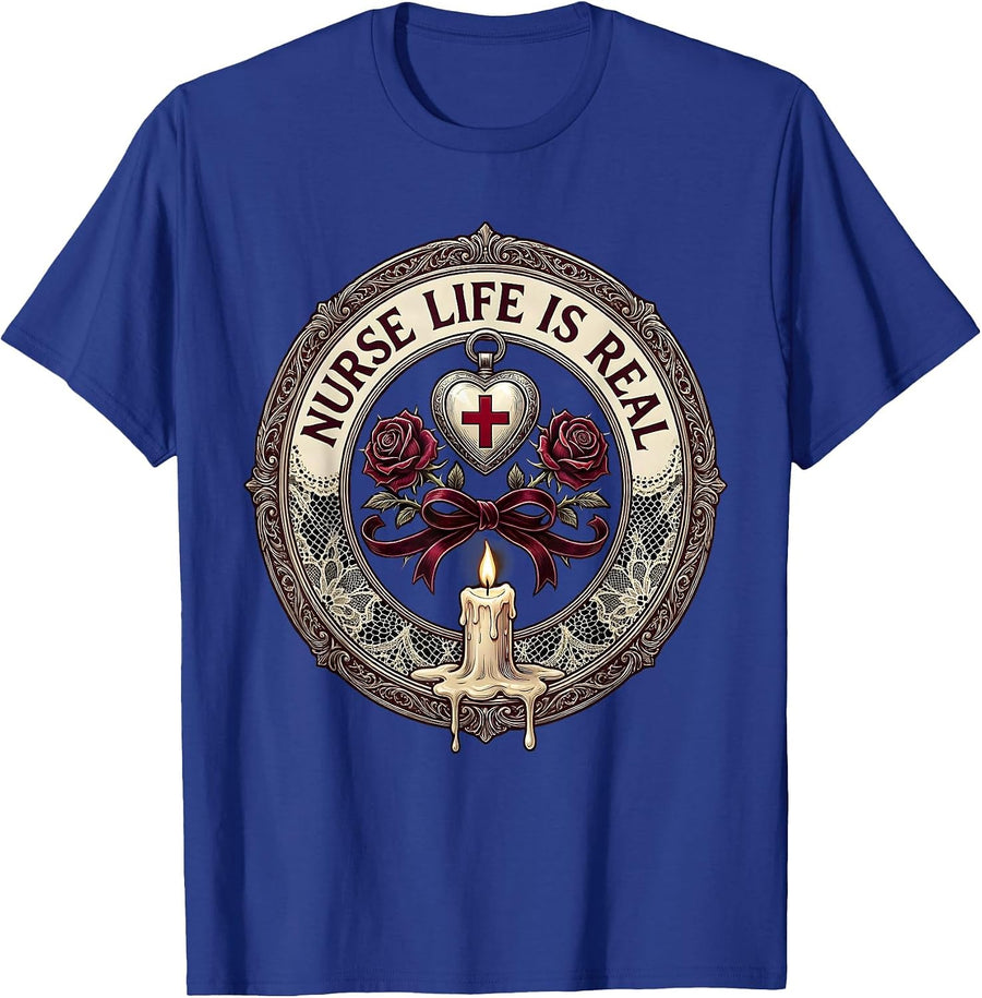 Nurse Life Is Real School Nurse Design T-Shirt - Royal Blue