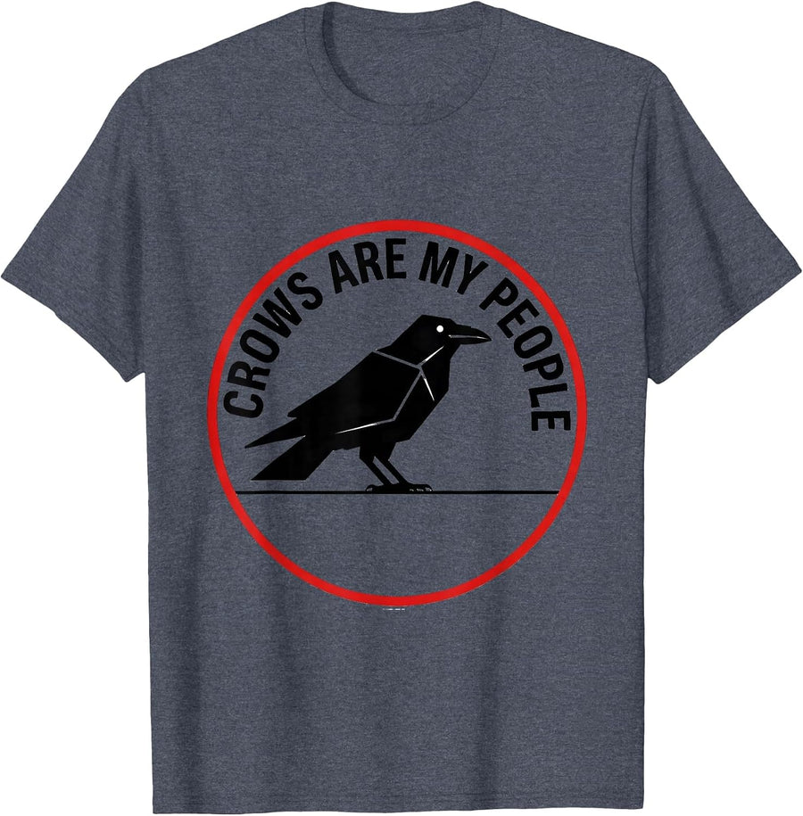 Crows Are My People Bird Lover Design T-Shirt - Heather Blue