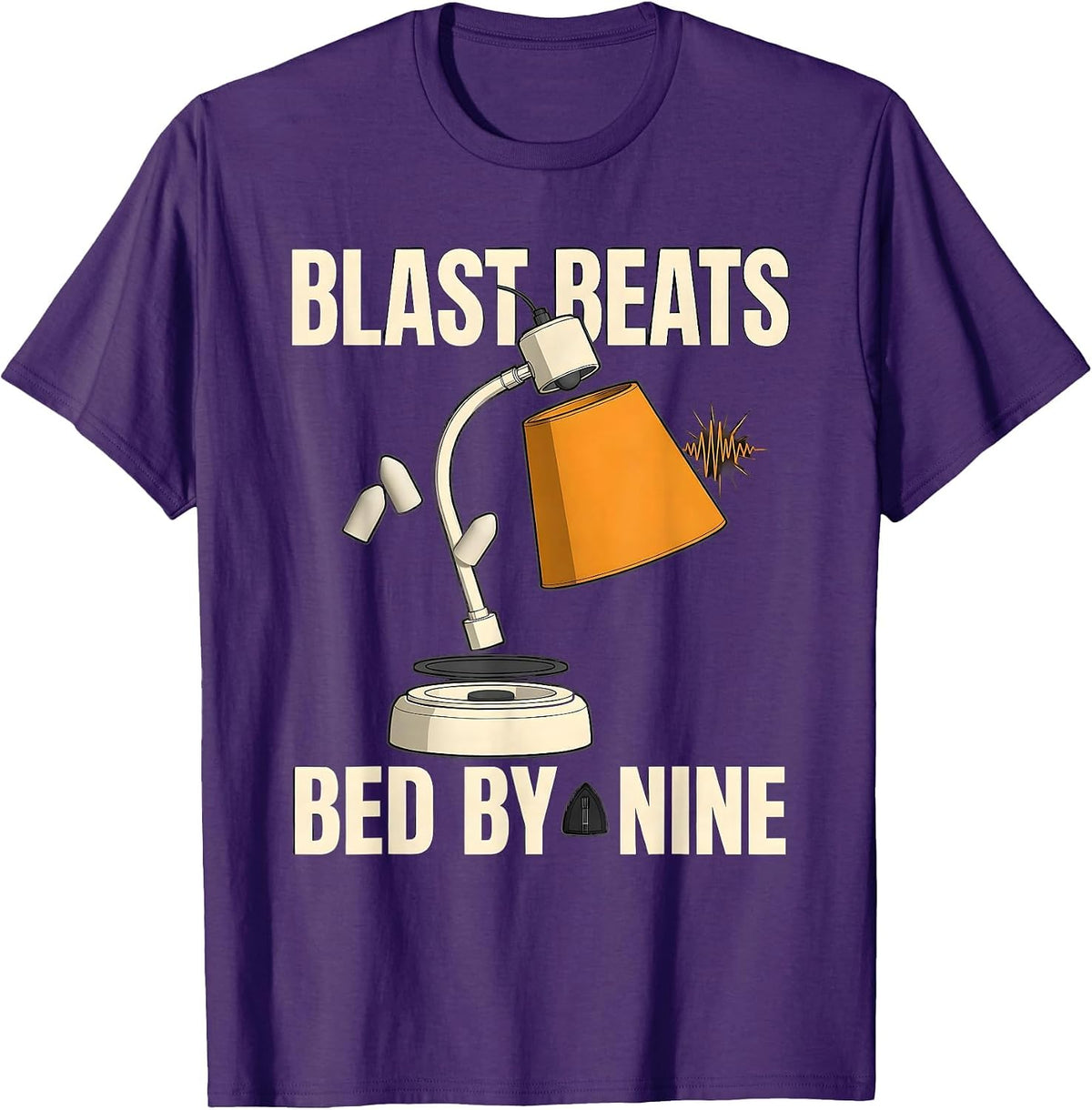 Blast Beats Bed By Nine Funny Heavy Metal Fan Humor T-Shirt - Purple
