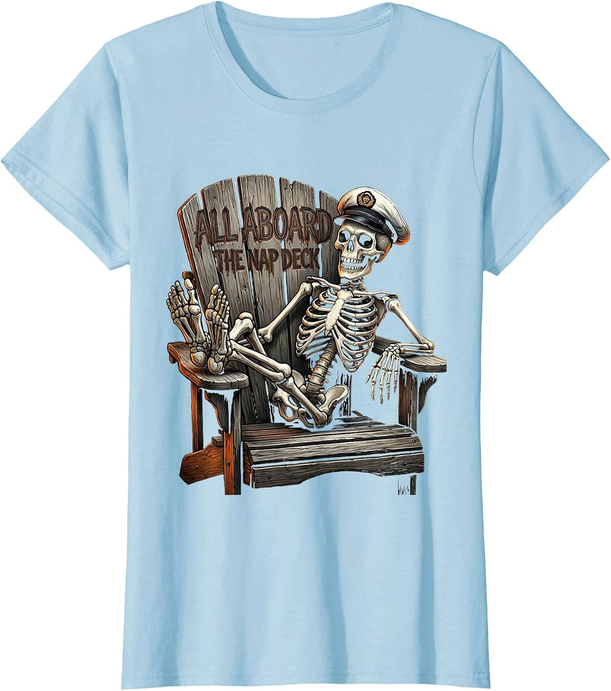 All Aboard The Nap Deck Funny Cruise Design T-Shirt - Baby Blue