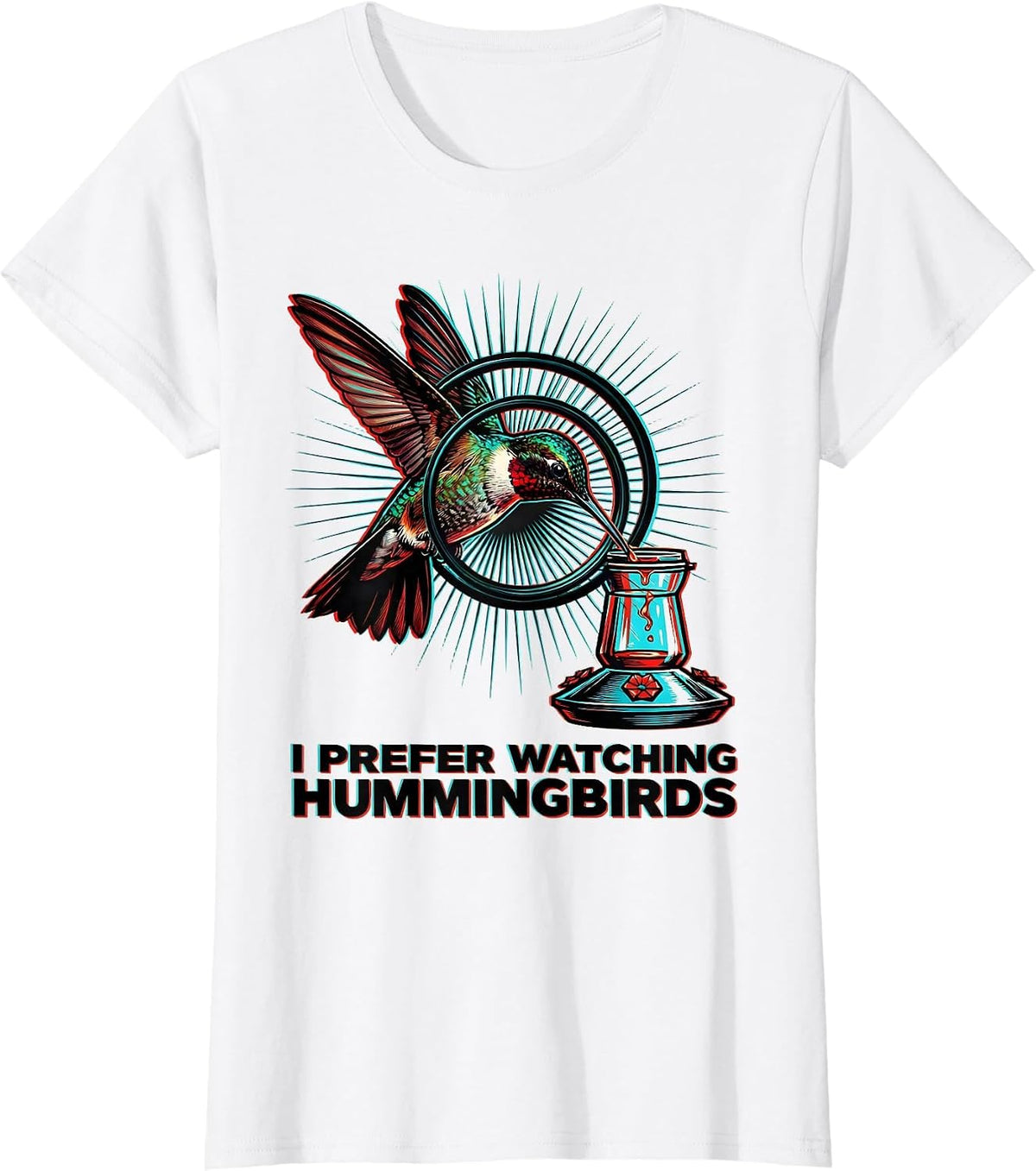 I Prefer Watching Hummingbirds Pop Art Bird Lover Gift T-Shirt - White